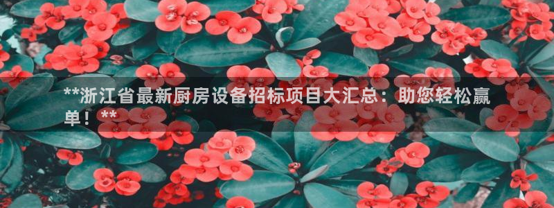 凯时官网下载客户端：**浙江省最新厨房设备招标项目大汇总：助