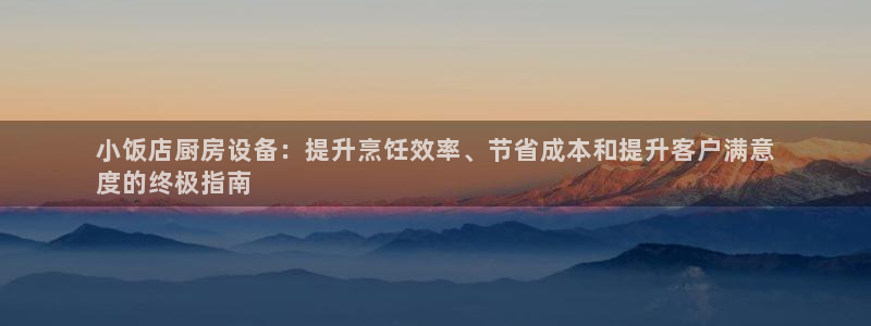尊龙凯时只输不赢：小饭店厨房设备：提升烹饪效率、节省成本和提