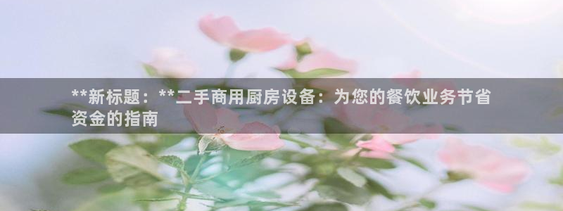 尊龙人生就是博手机版下载：**新标题：**二手商用厨房设备：